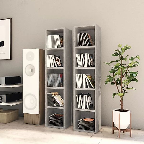 vidaXL Regal, CD-Regale 2 Stk. Betongrau günstig online kaufen