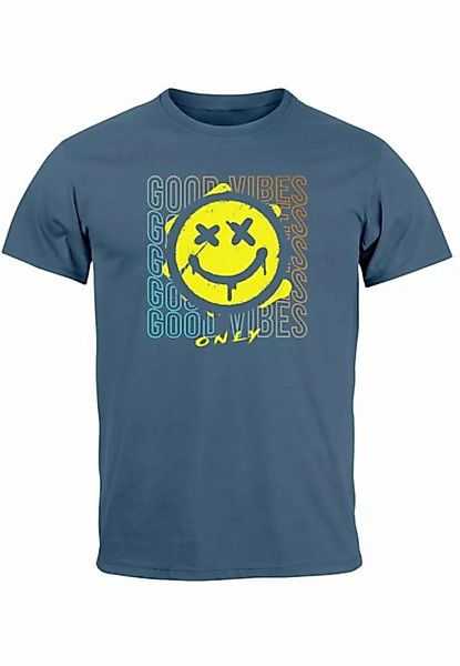 Neverless Print-Shirt Herren T-Shirt Smiling Face Good Vibes Print Aufdruck günstig online kaufen