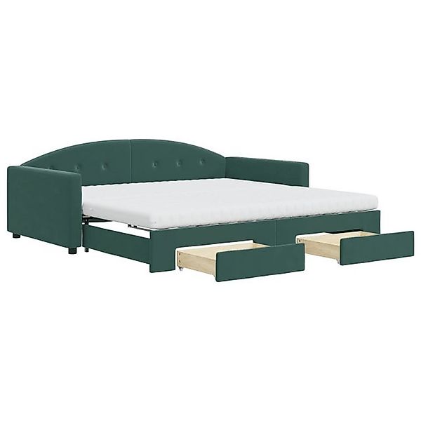 vidaXL Bett Tagesbett Ausziehbar mit Schubladen Dunkelgrün 100x200 cm Samt günstig online kaufen