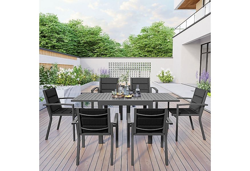 HOMALL Gartentisch Gartentisch Aluminium Ausziehtisch 80/160 130/260cm Essz günstig online kaufen