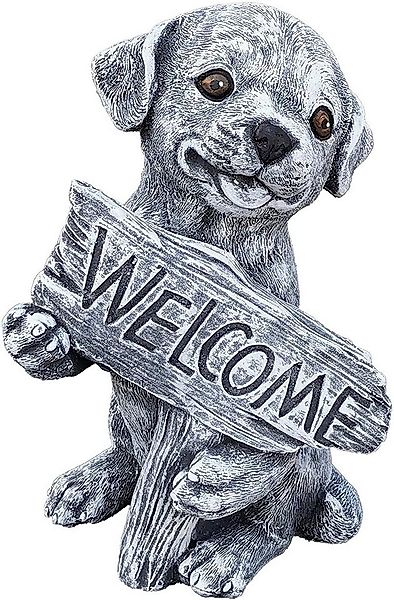 Stone and Style Gartenfigur Steinfigur Hund Welcome günstig online kaufen