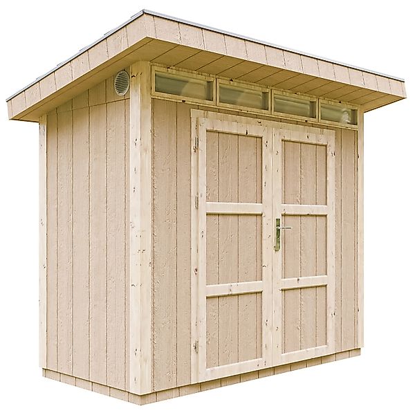 Timbela Holz-Gartenhaus M901A Flachdach Grundiert 161 cm x 294 cm günstig online kaufen