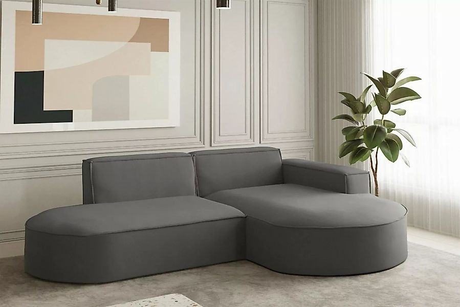 Fun Möbel Ecksofa Ecksofa Designersofa PALMA XS mit Ottomane in Stoff Ascot günstig online kaufen