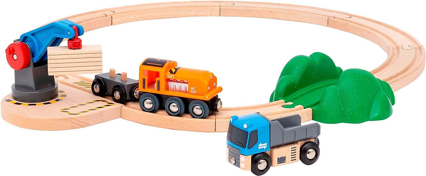 BRIO® Spielzeug-Eisenbahn BRIO® WORLD, Starterset Güterzug mit Kran A, (Set günstig online kaufen
