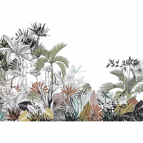 Rasch Digitaltapete Tropical House 688146 Dschungel Dunkelgrün 3 m x 4 m günstig online kaufen