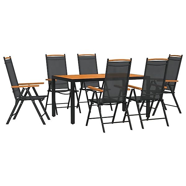vidaXL 7-Tlg Garten-Essgruppe Schwarz und Braun Aluminium 3200602 günstig online kaufen