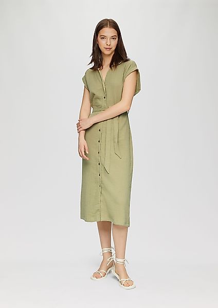 QS Minikleid Ärmelloses Hemdblusenkleid mit Bindegürtel günstig online kaufen