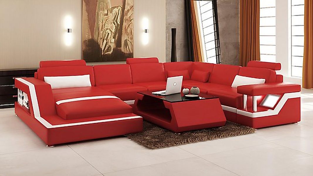 Xlmoebel Sofa Modernes Ecksofa aus Leder Wohnlandschaft Couch Eckgarnitur D günstig online kaufen