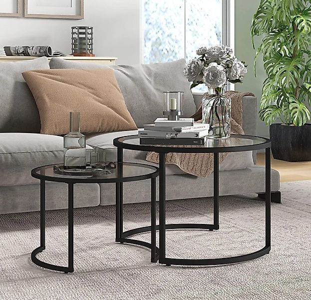 XDOVET Couchtisch 2er-Set Couchtische,Beistelltische Kaffeetisch, Glastisch günstig online kaufen