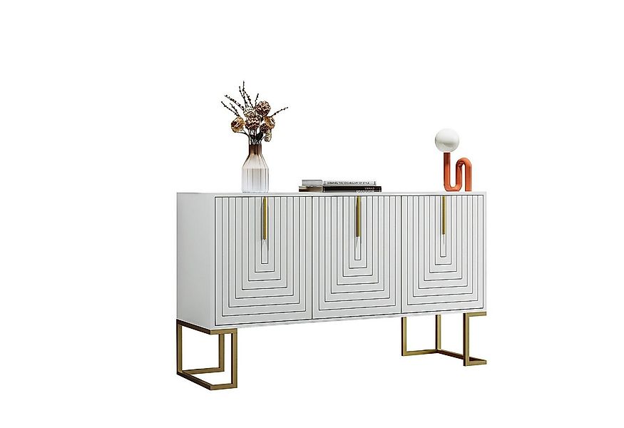 Merax Sideboard mit 3 Türen und verstellbaren Einlegeböden, Kommode mit Met günstig online kaufen