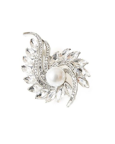 MayTree Brosche "Wirbelwind", weiß mit einer Zierperle (Stück, 1-tlg), Meta günstig online kaufen