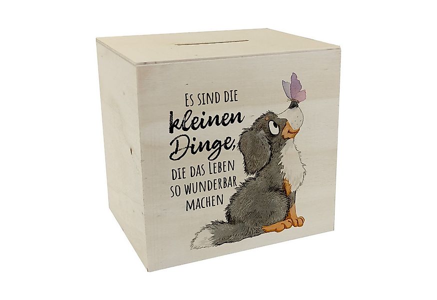 speecheese Spardose Hund Spardose aus Holz mit Spruch Die kleinen Dinge mac günstig online kaufen