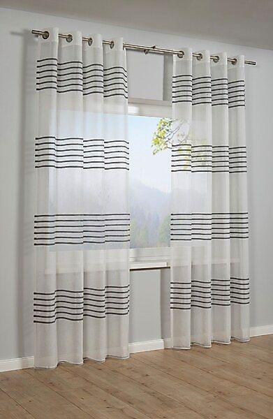 GARDINIA Gardine »Schal mit Ösen Etamine 3-D Streifen«, (1 St.), transparen günstig online kaufen