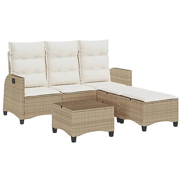 vidaXL 3-Tlg Garten-Sofagarnitur mit Kissen L-Form Beige Poly Rattan 332864 günstig online kaufen