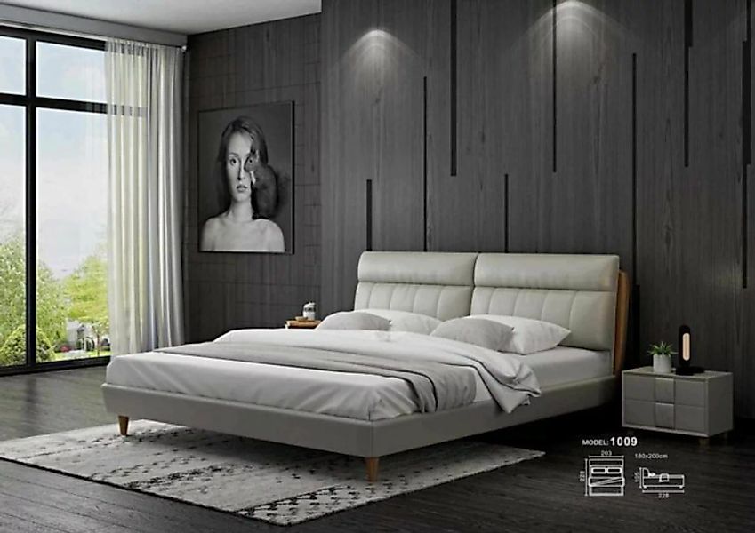 JVmoebel Bett, Bett Polster Design Luxus Doppel Betten Beige 180x200 günstig online kaufen