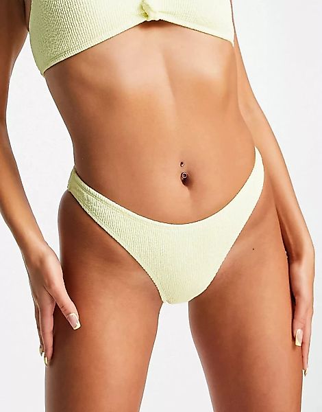 Public Desire – Bikinihose in Zitronengelb mit Kräuselstruktur, Knotendetai günstig online kaufen