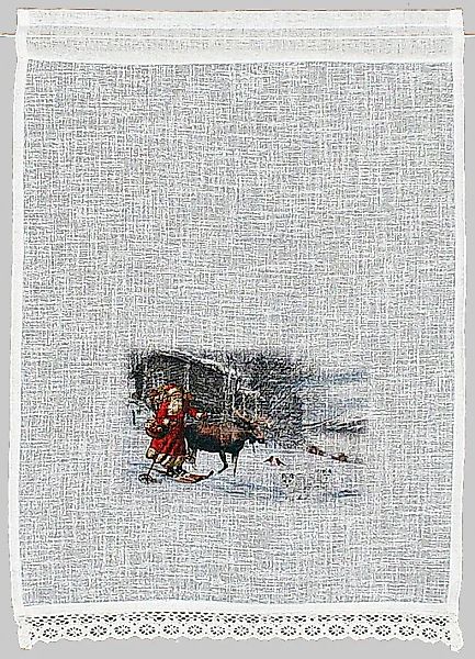 HOSSNER - ART OF HOME DECO Scheibengardine "Weihnachtsmann" Stangendurchzug günstig online kaufen