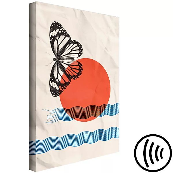 Wandbild Sonnenaufgang am Meer mit Schmetterling - mit Papierimitation XXL günstig online kaufen
