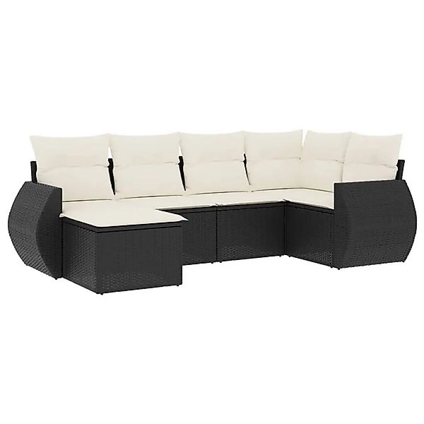 vidaXL 6-Tlg Garten-Sofagarnitur mit Kissen Schwarz Poly Rattan 3221655 günstig online kaufen