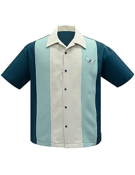 Steady Clothing Kurzarmhemd Atomic Men Teal Mint Stone Retro Vintage Bowlin günstig online kaufen