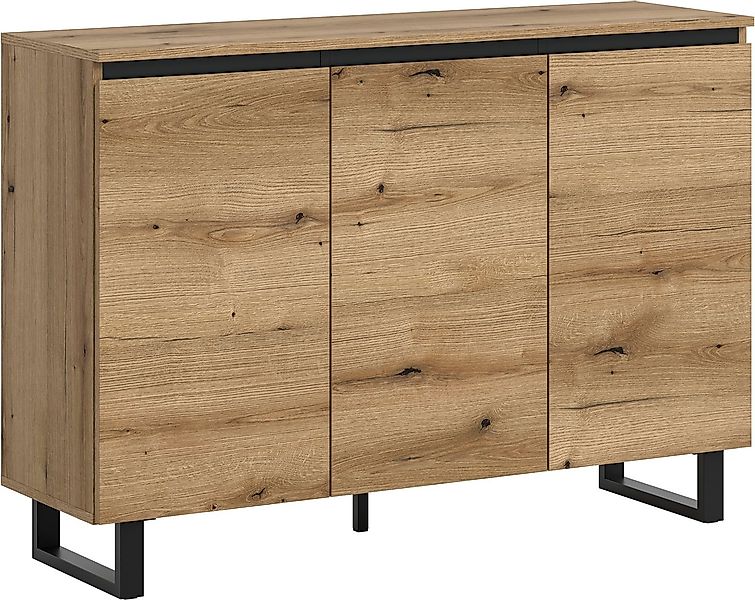Home affaire Sideboard TOMA, Breite: 120 cm, mit Metall-Kufen-Fuß, 3 Türen, günstig online kaufen