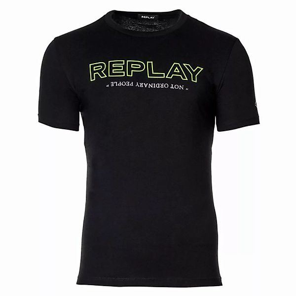 REPLAY Herren T-Shirt - 1/2-Arm, Rundhals, Logo-Print, Baumwolle, Jersey Sc günstig online kaufen