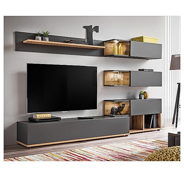 Lomadox Wohnwand SAPRI-164, (6-St., Wandboard Lowboard Unterschrank Hängeel günstig online kaufen