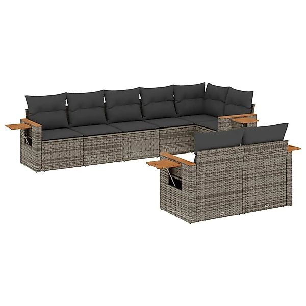 vidaXL 8-Tlg Garten-Sofagarnitur mit Kissen Grau Poly Rattan 3259393 günstig online kaufen
