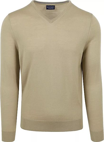 Suitable Merino Pullover V-Ausschnitt Hellgrün - Größe XXL günstig online kaufen