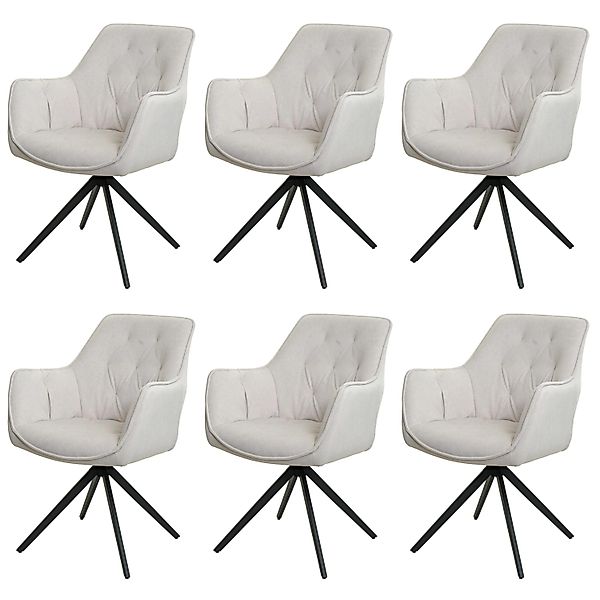 CHEFGASTRO Esszimmerstuhl 6er-Set 87x55x60cm Sitzhöhe 48cm Metall Stoff/Tex günstig online kaufen