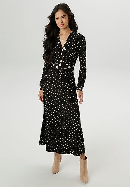 Aniston SELECTED Midikleid mit raffiniertem Tupfendruck günstig online kaufen
