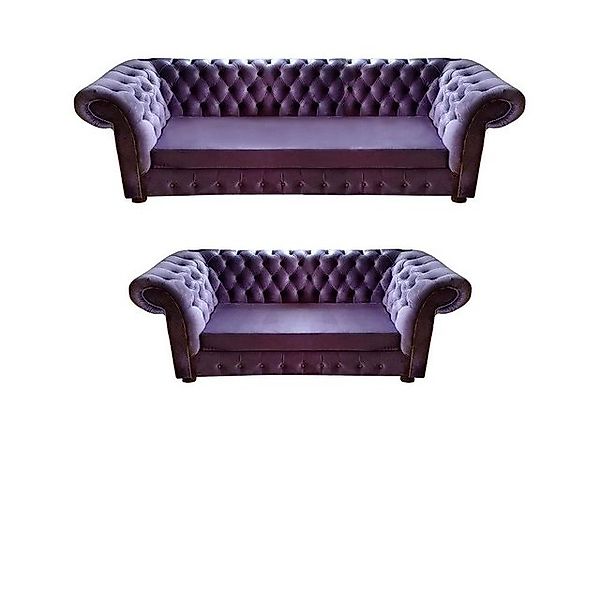 JVmoebel Chesterfield-Sofa Komplett Set 3tlg Wohnzimmer 2x Sofas Sessel Neu günstig online kaufen