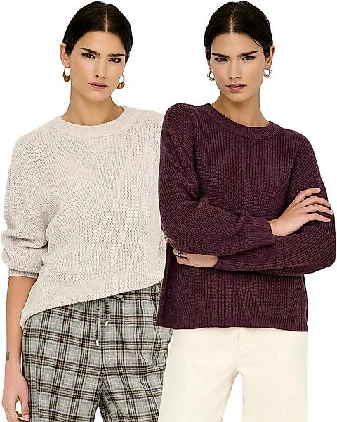 ONLY Strickpullover (2er-Pack) weicher Damen Pullover in Rippstrick günstig online kaufen