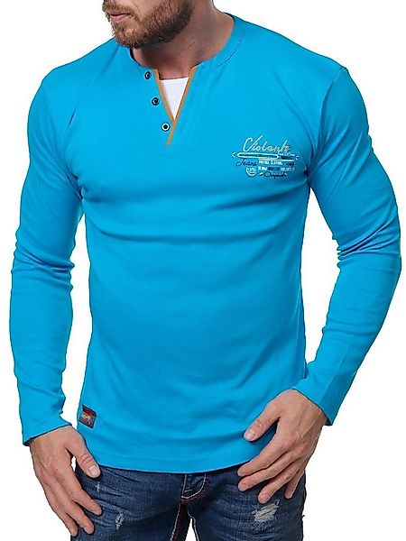 L.gonline Langarmshirt Herren Longshirt, Langarmshirt, Knopfleiste, Logopri günstig online kaufen