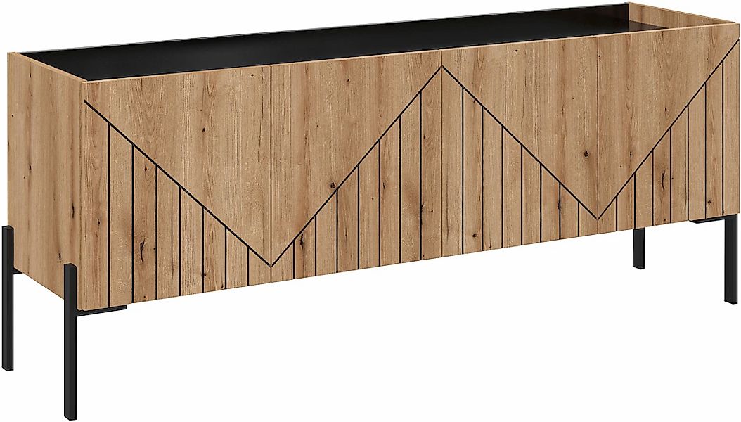 Home affaire Lowboard "SNETT, Breite: 155cm, mit Metall-Stabfüßen, 4 Türen, günstig online kaufen