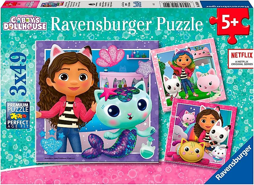 Ravensburger Puzzle Spielzeit mit Gabby, 147 Puzzleteile, 3 x 49 Teile, Mad günstig online kaufen