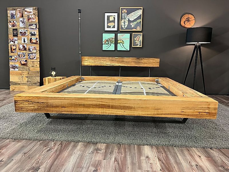 Möbel Specht Massivholzbett Halvar Steel Kernbuche (Balkenbett, Kernbuche s günstig online kaufen