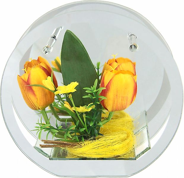 I.GE.A. Dekoobjekt "LED-Tulpe", Dekoriertes Glas mit Tulpen Gänseblümchen H günstig online kaufen