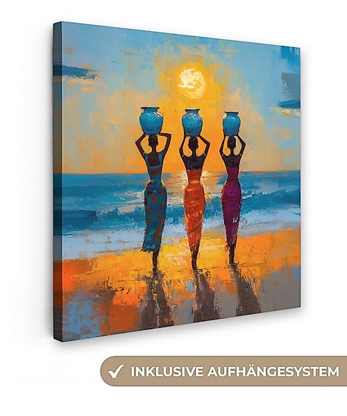 OneMillionCanvasses® Leinwandbild Frauen - Strand - Sonnenuntergang, Fotodr günstig online kaufen