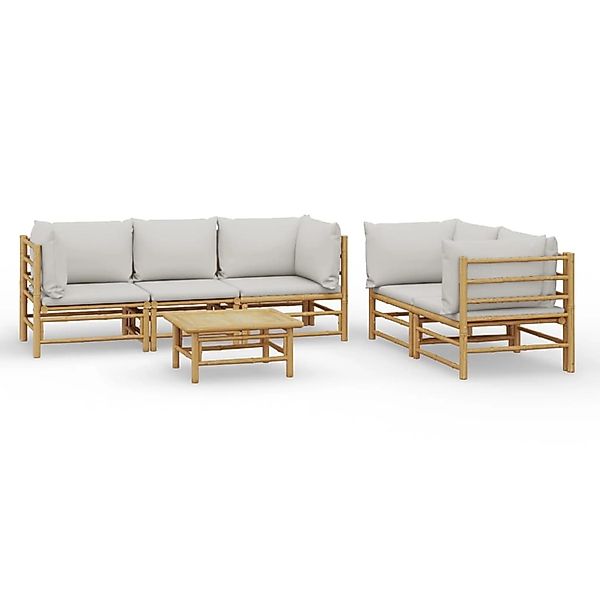 vidaXL Gartenlounge-Set 6-tlg. Garten-Lounge-Set mit Hellgrauen günstig online kaufen
