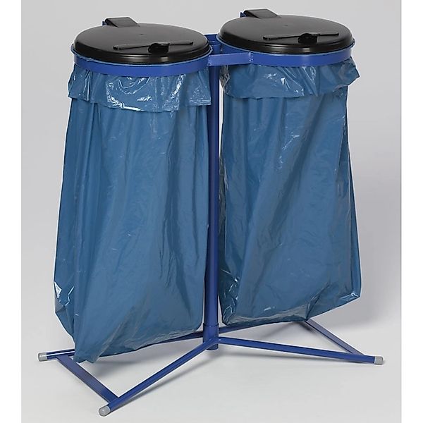 PROREGAL Robuster Doppel Abfallsammler Mit Kunststoff Deckel Stationär 2 x günstig online kaufen