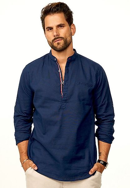 behype Langarmhemd aus Leinen im Regular-Fit Tunikahmed Herren Leinenhemd F günstig online kaufen