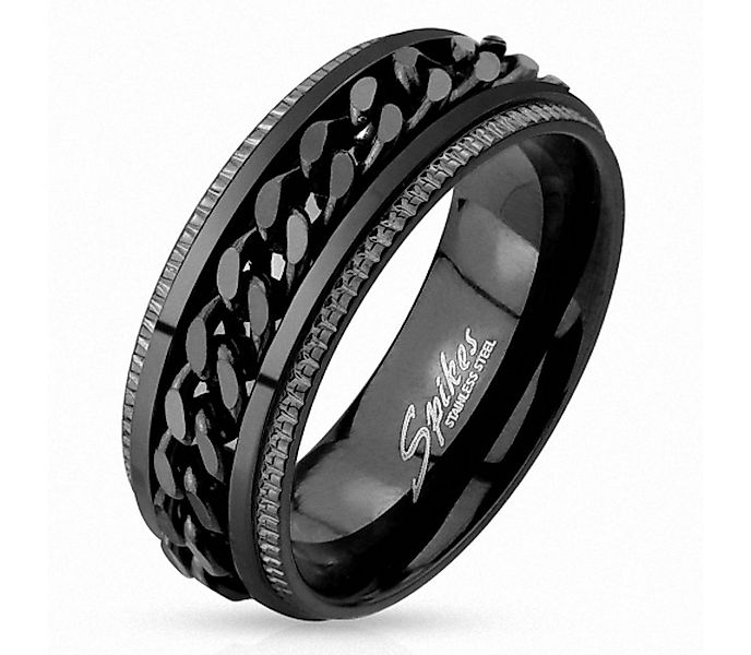 Taffstyle Fingerring Herren Band Ring Edelstahl mit Ketten Style, Herren Ba günstig online kaufen