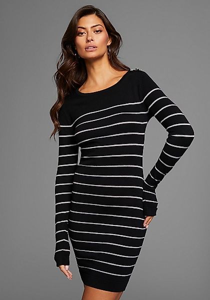 Laura Scott Strickkleid mit Glitzer-Streifen und Schulterknöpfen günstig online kaufen
