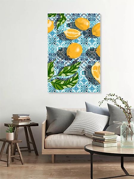 Poster / Leinwandbild - Tropical Lemon Tiles Painting günstig online kaufen