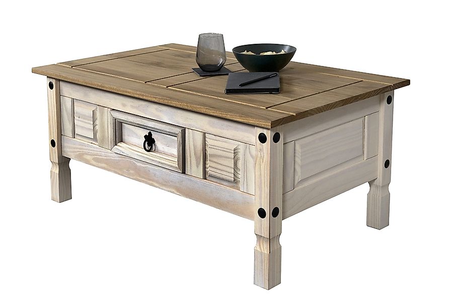 Loreno® Couchtisch Mexico, massives Pinienholz, weiß günstig online kaufen