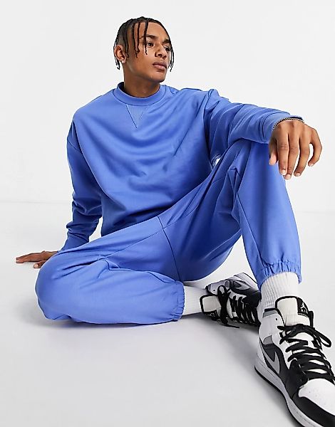 ASOS DESIGN – Schweres Oversize-Sweatshirt in leuchtendem Blau, Kombiteil günstig online kaufen
