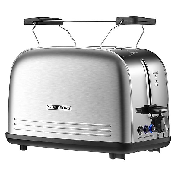 Steinborg SB-2071 2 Scheiben Edelstahl Toaster mit Brötchenaufsatz 850 Watt günstig online kaufen