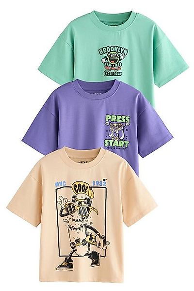 Next Print-Shirt 3er-Pack Relaxed Fit Kurzarm-T-Shirts mit Grafik (3-tlg) günstig online kaufen
