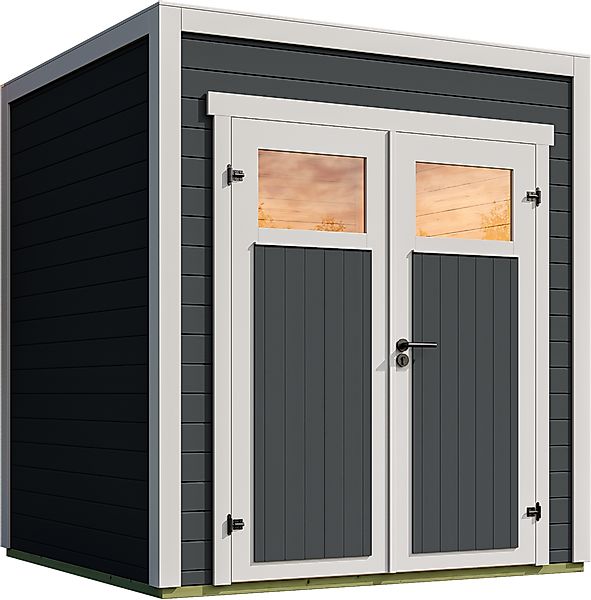 Weka Gartenhaus Batu 1 Flachdach Doppeltür Dark Grey 200 cm x 200 cm günstig online kaufen